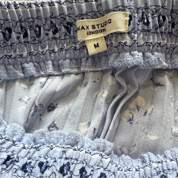 Max Studio Light Blue Floral Pleated A-Line Skirt - Picture 3 of 6